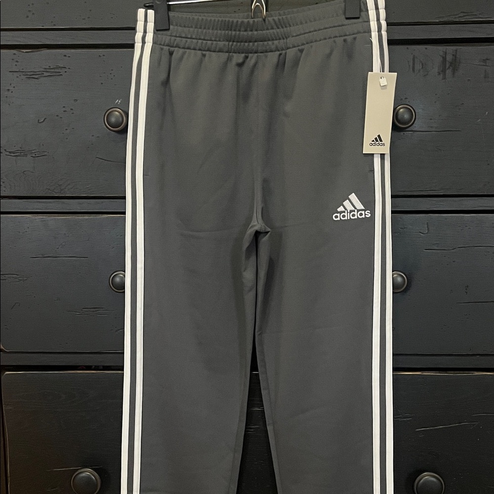 Adidas Kids Charcoal Joggers with White Stripes